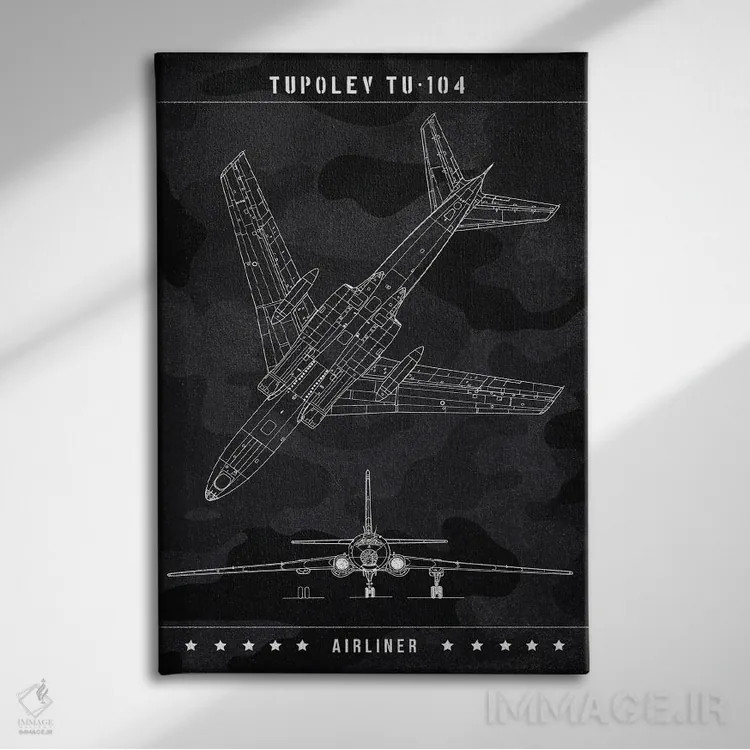 تابلو دکوراتیو توپولف Tu-104 اثر جوزف فرناندو - نمای روبهرو روی دیوار