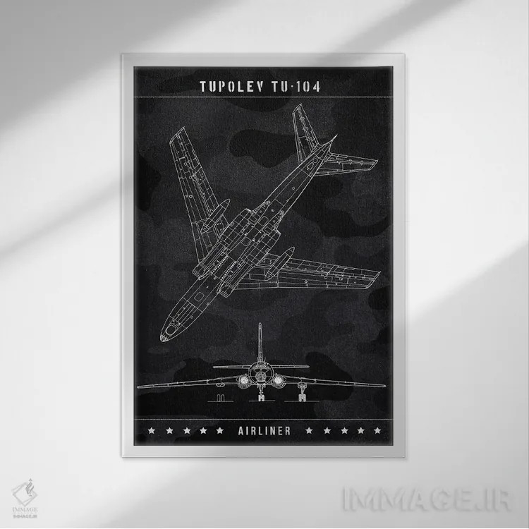 تابلو دکوراتیو توپولف Tu-104 اثر جوزف فرناندو - نمای قابدار سفید