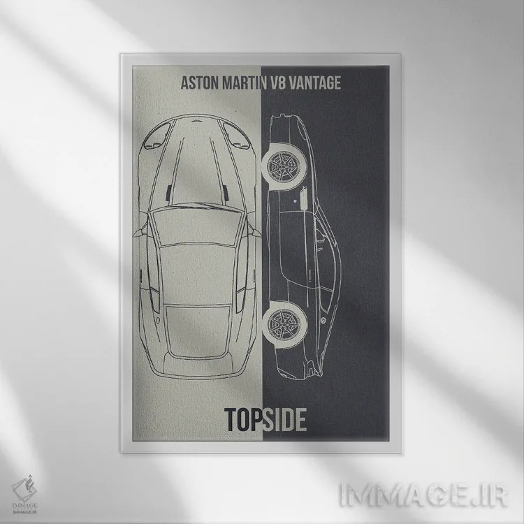 تابلو دکوراتیو استون مارتین V8 ونتیج اثر جوزف فرناندو - نمای قابدار سفید