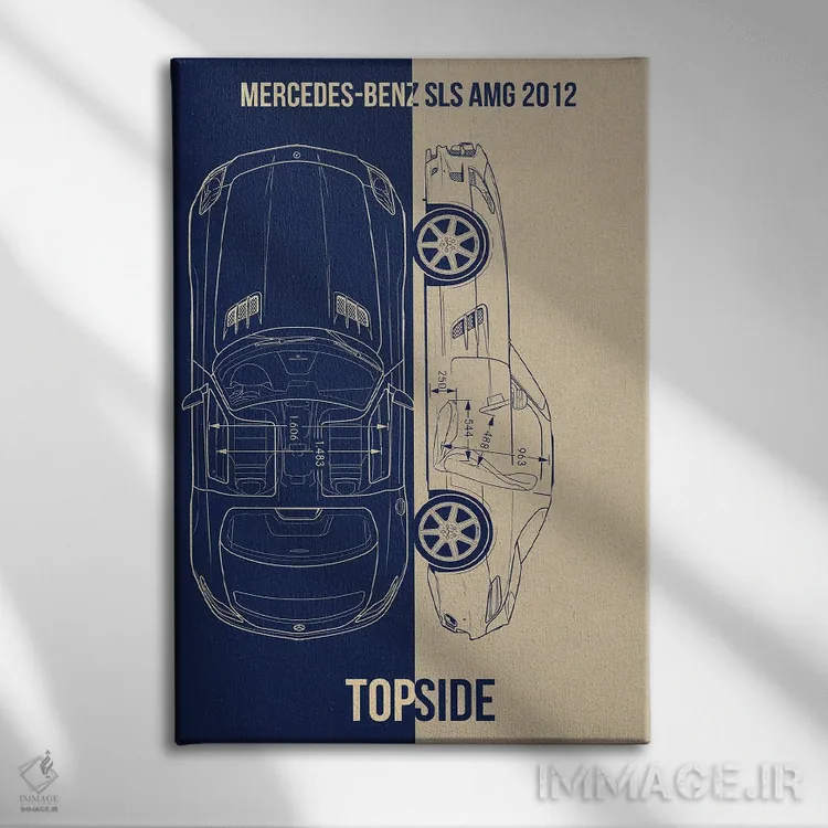 تابلو دکوراتیو مرسدس بنز SLS AMG اثر جوزف فرناندو - نمای روبهرو روی دیوار