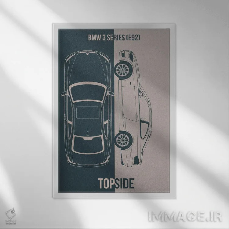 تابلو دکوراتیو بی ام و سری ۳ اثر جوزف فرناندو - نمای قابدار سفید