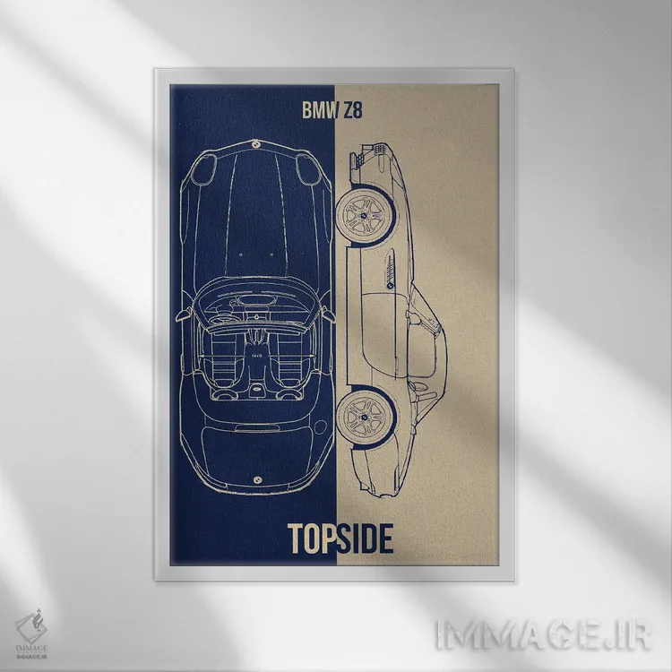 تابلو دکوراتیو بی ام و Z8 اثر جوزف فرناندو - نمای قابدار سفید