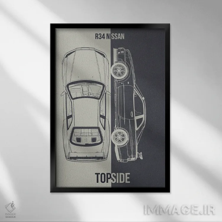 تابلو دکوراتیو نیسان آر۳۴ اثر جوزف فرناندو - نمای قابدار مشکی