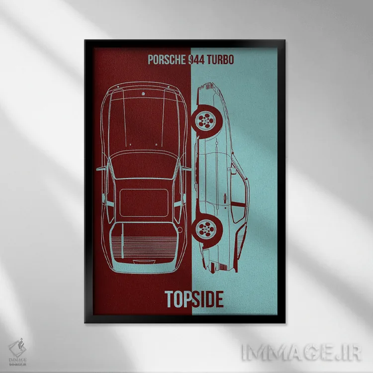 تابلو دکوراتیو پورشه ۹۴۴ توربو اثر جوزف فرناندو - نمای قابدار مشکی
