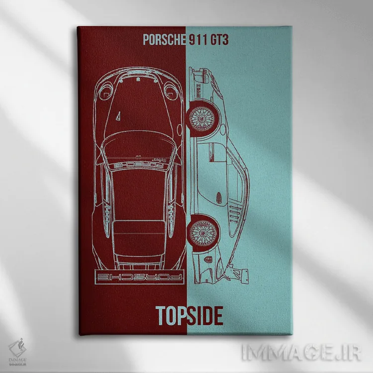 تابلو دکوراتیو پورشه ۹۱۱ GT3 مدل I اثر جوزف فرناندو - نمای روبهرو روی دیوار