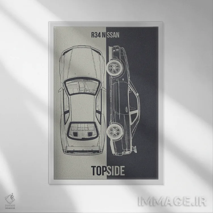 تابلو دکوراتیو نیسان آر۳۴ اثر جوزف فرناندو - نمای قابدار سفید