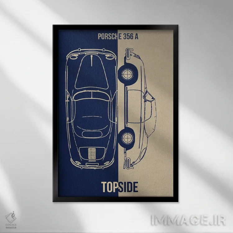 تابلو دکوراتیو پورشه ۳۵۶ ای اثر جوزف فرناندو - نمای قابدار مشکی