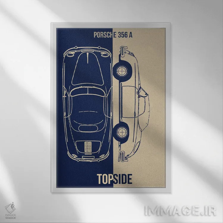 تابلو دکوراتیو پورشه ۳۵۶ ای اثر جوزف فرناندو - نمای قابدار سفید