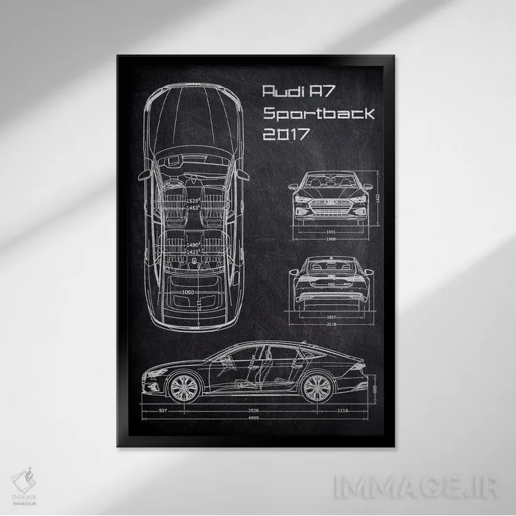 تابلو دکوراتیو آئودی آ۷ اسپرت بک ۲۰۱۷ اثر جوزف فرناندو - نمای قابدار مشکی