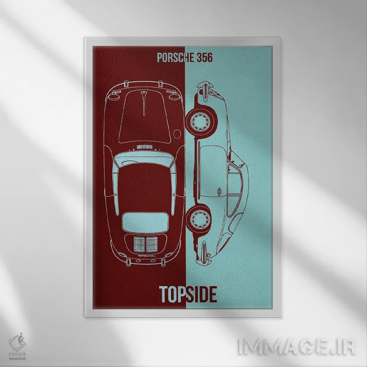 تابلو دکوراتیو پورشه ۳۵۶ اثر جوزف فرناندو - نمای قابدار سفید