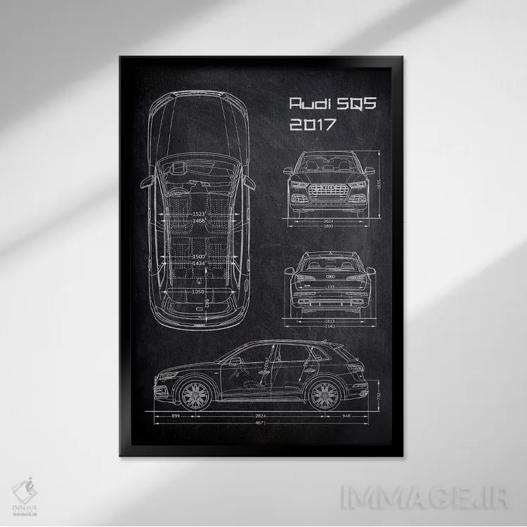 تابلو دکوراتیو آئودی اس کیو۵ مدل ۲۰۱۷ اثر جوزف فرناندو - نمای قابدار مشکی
