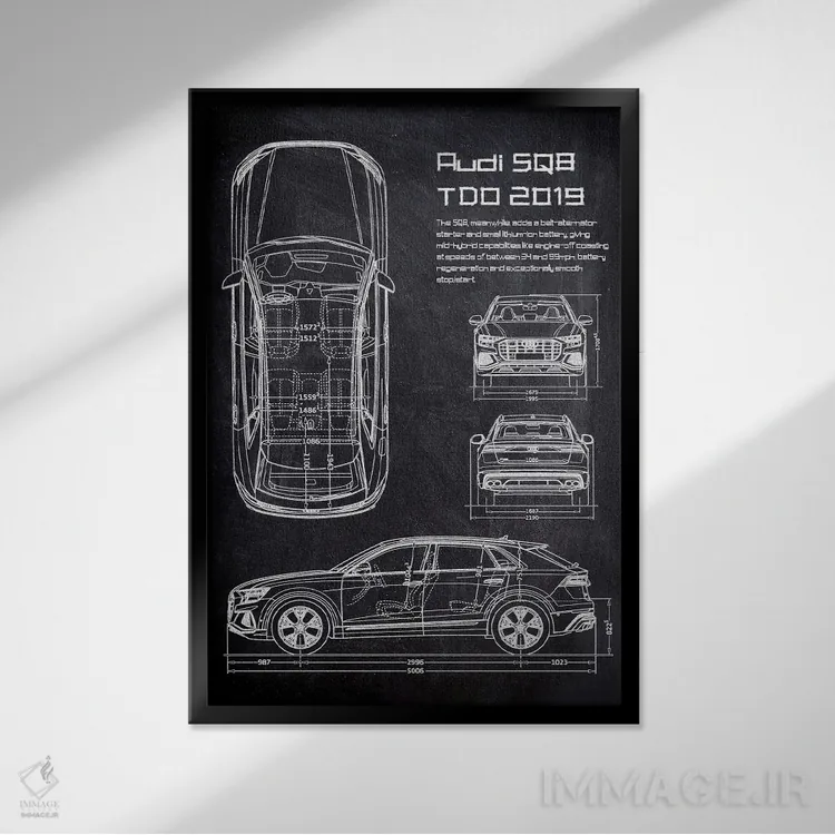 تابلو دکوراتیو آئودی اس کیو۸ تی دی او ۲۰۱۹ اثر جوزف فرناندو - نمای قابدار مشکی