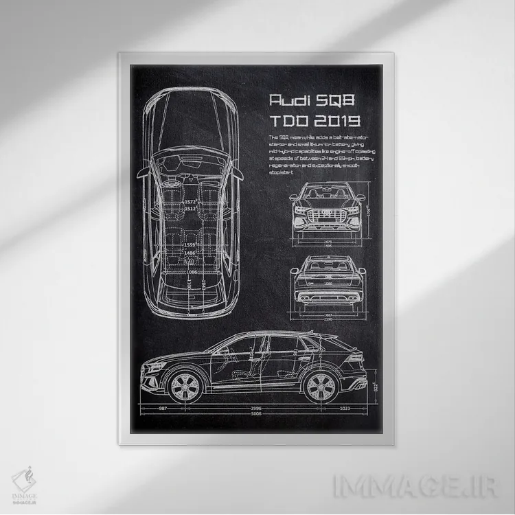 تابلو دکوراتیو آئودی اس کیو۸ تی دی او ۲۰۱۹ اثر جوزف فرناندو - نمای قابدار سفید