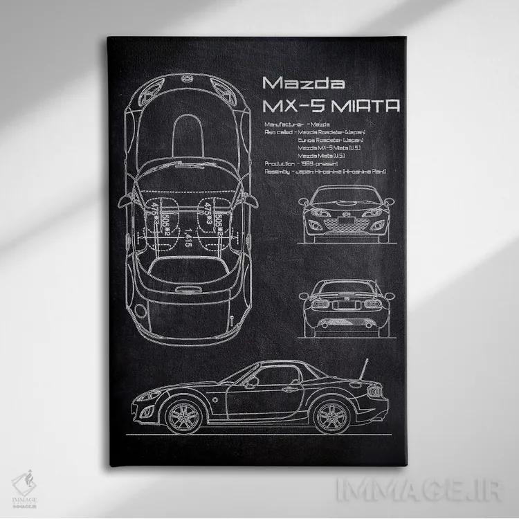 تابلو دکوراتیو مزدا ام ایکس-۵ میاتا اثر جوزف فرناندو - نمای روبهرو روی دیوار