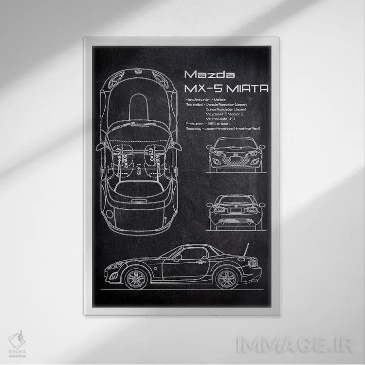 تابلو دکوراتیو مزدا ام ایکس-۵ میاتا اثر جوزف فرناندو - نمای قابدار سفید