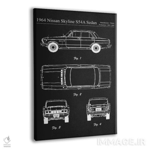 تابلو دکوراتیو نیسان اسکای لاین S54A سدان مدل ۱۹۶۴ اثر جوزف فرناندو - نمای پرسپکتیو محصول