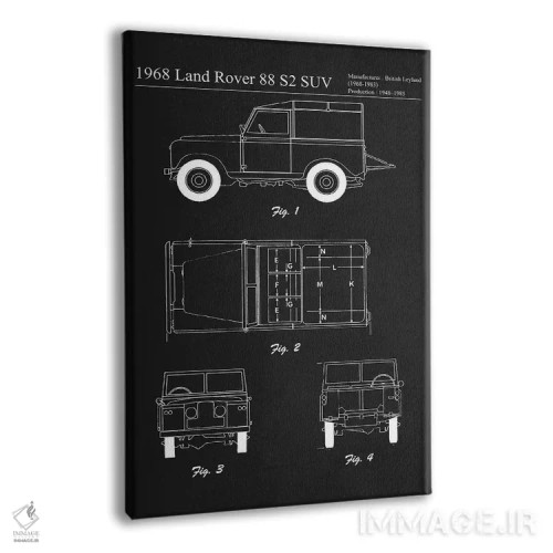 تابلو دکوراتیو لندروور ۸۸ اس۲ شاسی بلند مدل ۱۹۶۸ اثر جوزف فرناندو - نمای پرسپکتیو محصول