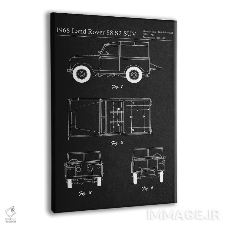 تابلو دکوراتیو لندروور ۸۸ اس۲ شاسی بلند مدل ۱۹۶۸ اثر جوزف فرناندو - نمای پرسپکتیو محصول