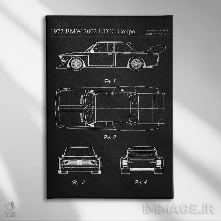 تابلو دکوراتیو بی ام و ۲۰۰۲ ETCC کوپه مدل ۱۹۷۲ اثر جوزف فرناندو - نمای روبهرو روی دیوار