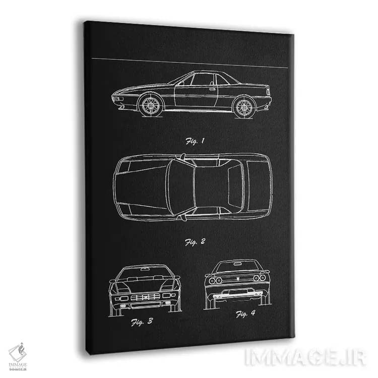 تابلو دکوراتیو مازراتی خمصیم کوپه مدل ۱۹۷۵ اثر جوزف فرناندو - نمای پرسپکتیو محصول