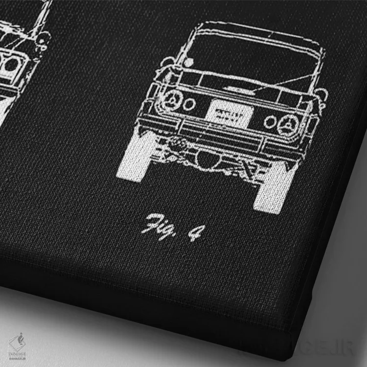 تابلو دکوراتیو نیسان اسکای لاین S54A سدان مدل ۱۹۶۴ اثر جوزف فرناندو - نمای نزدیک بافت بوم