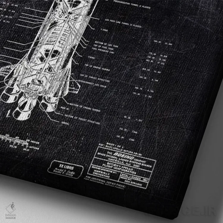 تابلو دکوراتیو پیکربندی آپولوی ساترن ۵ اثر جوزف فرناندو - نمای نزدیک بافت بوم