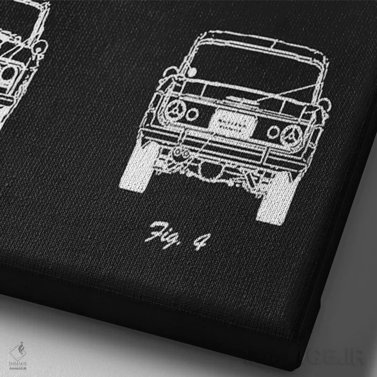 تابلو دکوراتیو نیسان اسکای لاین S54B 2000GTB سدان مدل ۱۹۶۸ اثر جوزف فرناندو - نمای نزدیک بافت بوم