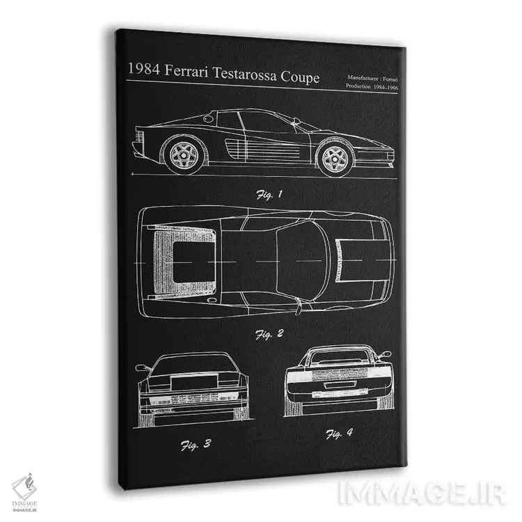 تابلو دکوراتیو فراری تستاروسا کوپه مدل ۱۹۸۴ اثر جوزف فرناندو - نمای پرسپکتیو محصول