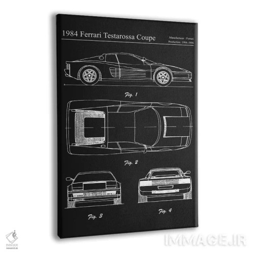 تابلو دکوراتیو فراری تستاروسا کوپه مدل ۱۹۸۴ اثر جوزف فرناندو - نمای پرسپکتیو محصول