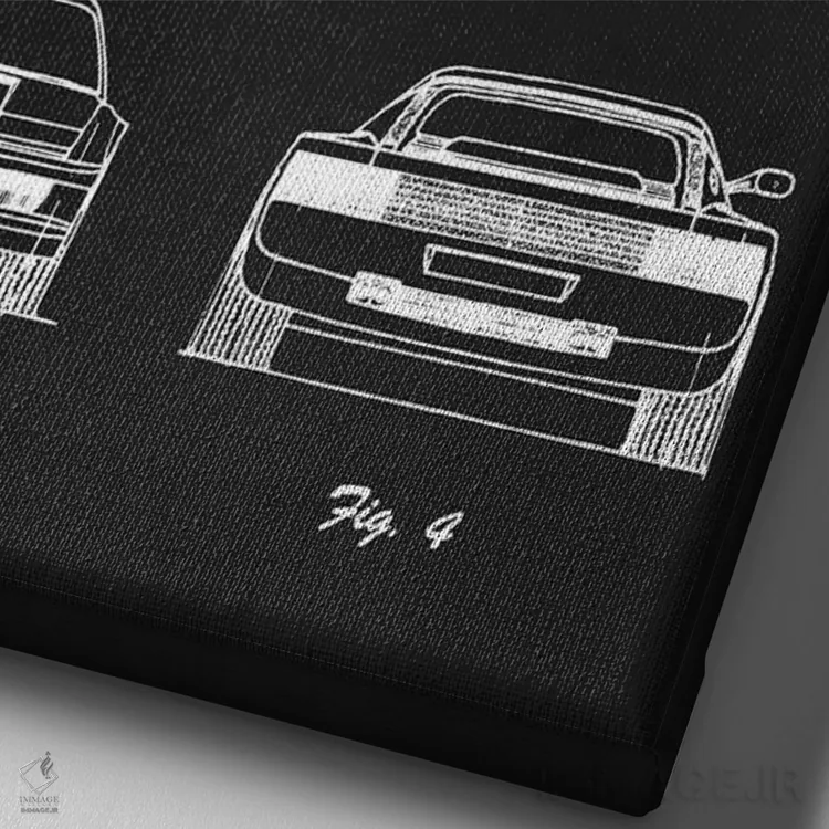 تابلو دکوراتیو فراری تستاروسا کوپه مدل ۱۹۸۴ اثر جوزف فرناندو - نمای نزدیک بافت بوم