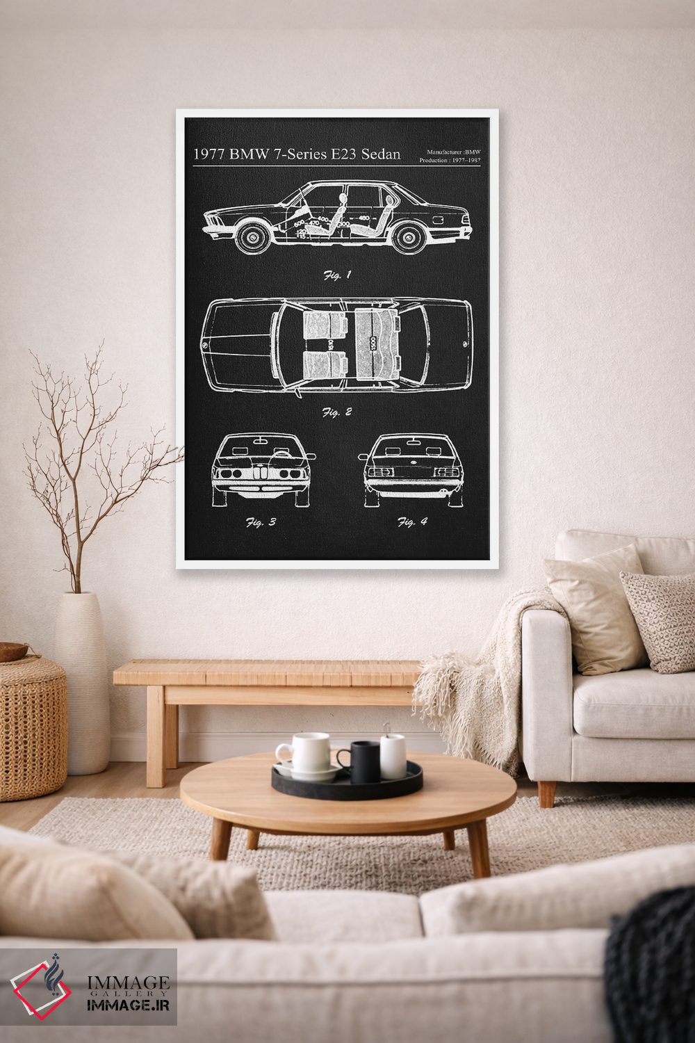 تابلو دکوراتیو بی ام و سری ۷ E23 سدان مدل ۱۹۷۷ اثر جوزف فرناندو - D1W