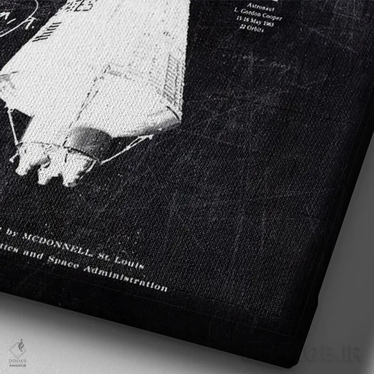 تابلو دکوراتیو فضاپیمای مرکوری اثر جوزف فرناندو - نمای نزدیک بافت بوم