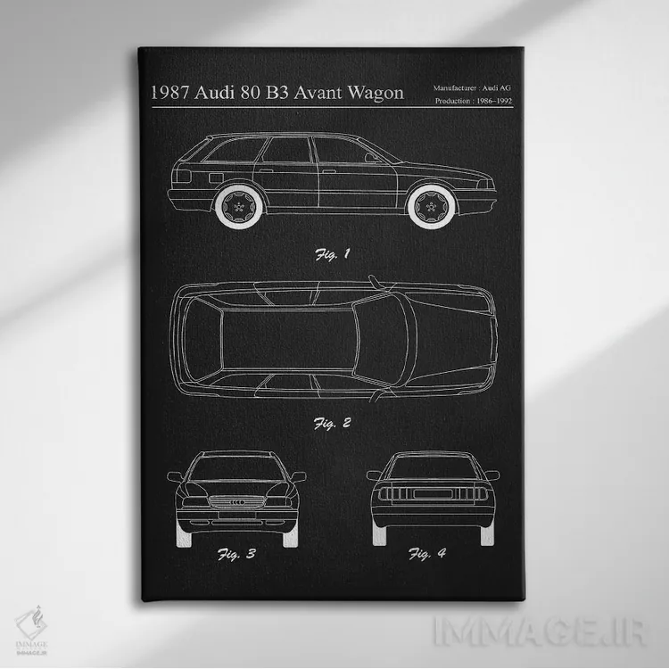 تابلو دکوراتیو آئودی ۸۰ B3 آوانت واگن مدل ۱۹۸۷ اثر جوزف فرناندو - نمای روبهرو روی دیوار