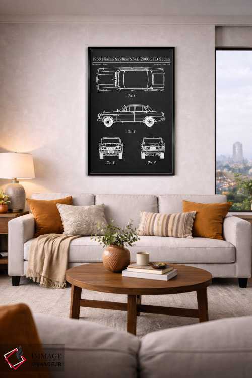 تابلو دکوراتیو نیسان اسکای لاین S54B 2000GTB سدان مدل ۱۹۶۸ اثر جوزف فرناندو - D3B