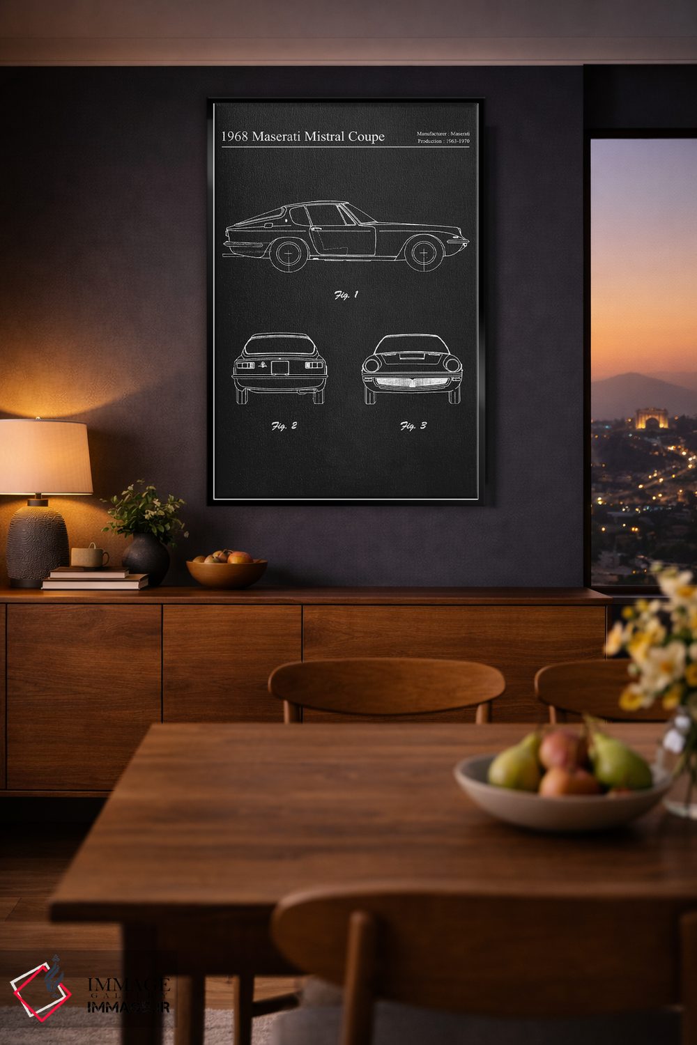 تابلو دکوراتیو مازراتی میسترال کوپه مدل ۱۹۶۸ اثر جوزف فرناندو - D2B