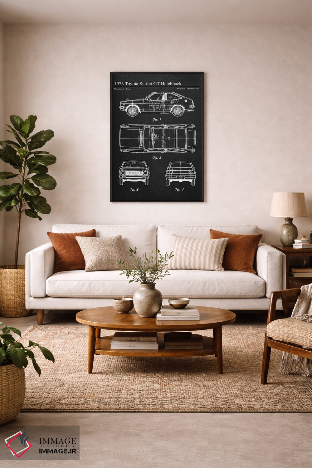 تابلو دکوراتیو تویوتا سارلت XT هاچ بک مدل ۱۹۷۳ اثر جوزف فرناندو - D4B