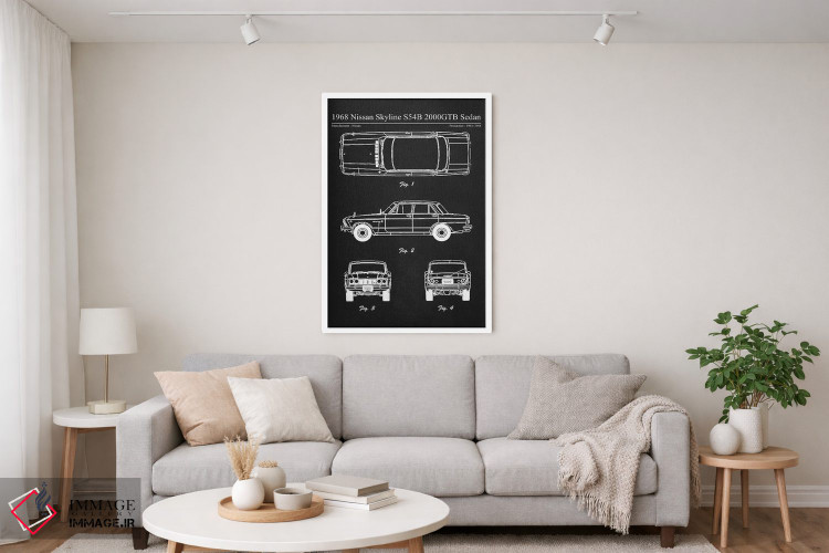 تابلو دکوراتیو نیسان اسکای لاین S54B 2000GTB سدان مدل ۱۹۶۸ اثر جوزف فرناندو - D5W
