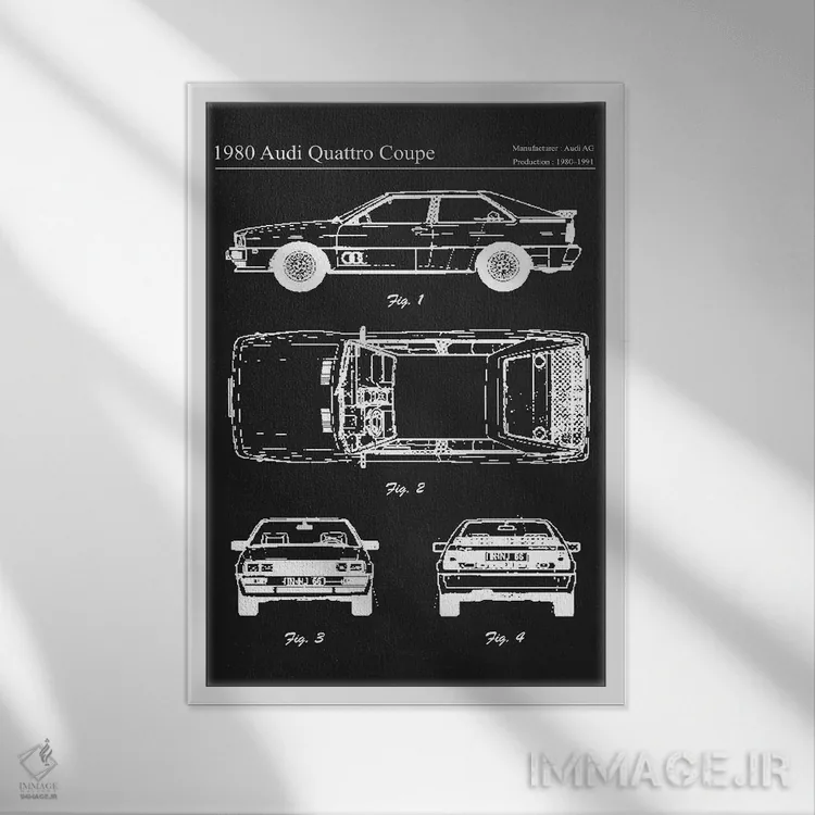 تابلو دکوراتیو آئودی کواترو کوپه مدل ۱۹۸۰ اثر جوزف فرناندو - نمای قابدار سفید