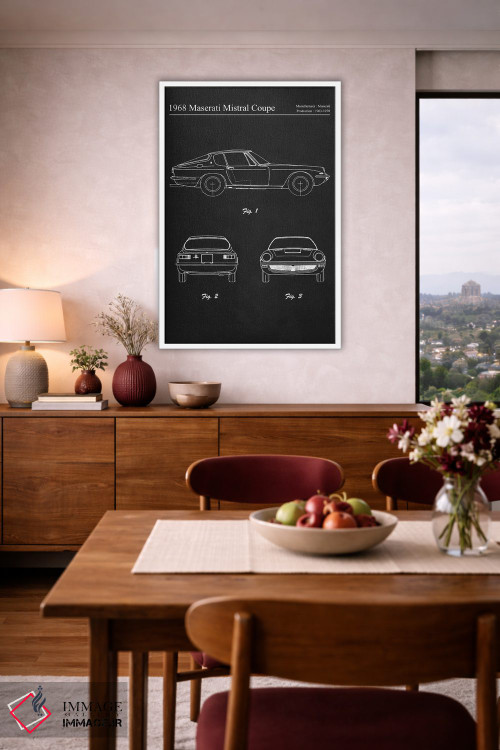 تابلو دکوراتیو مازراتی میسترال کوپه مدل ۱۹۶۸ اثر جوزف فرناندو - D4W