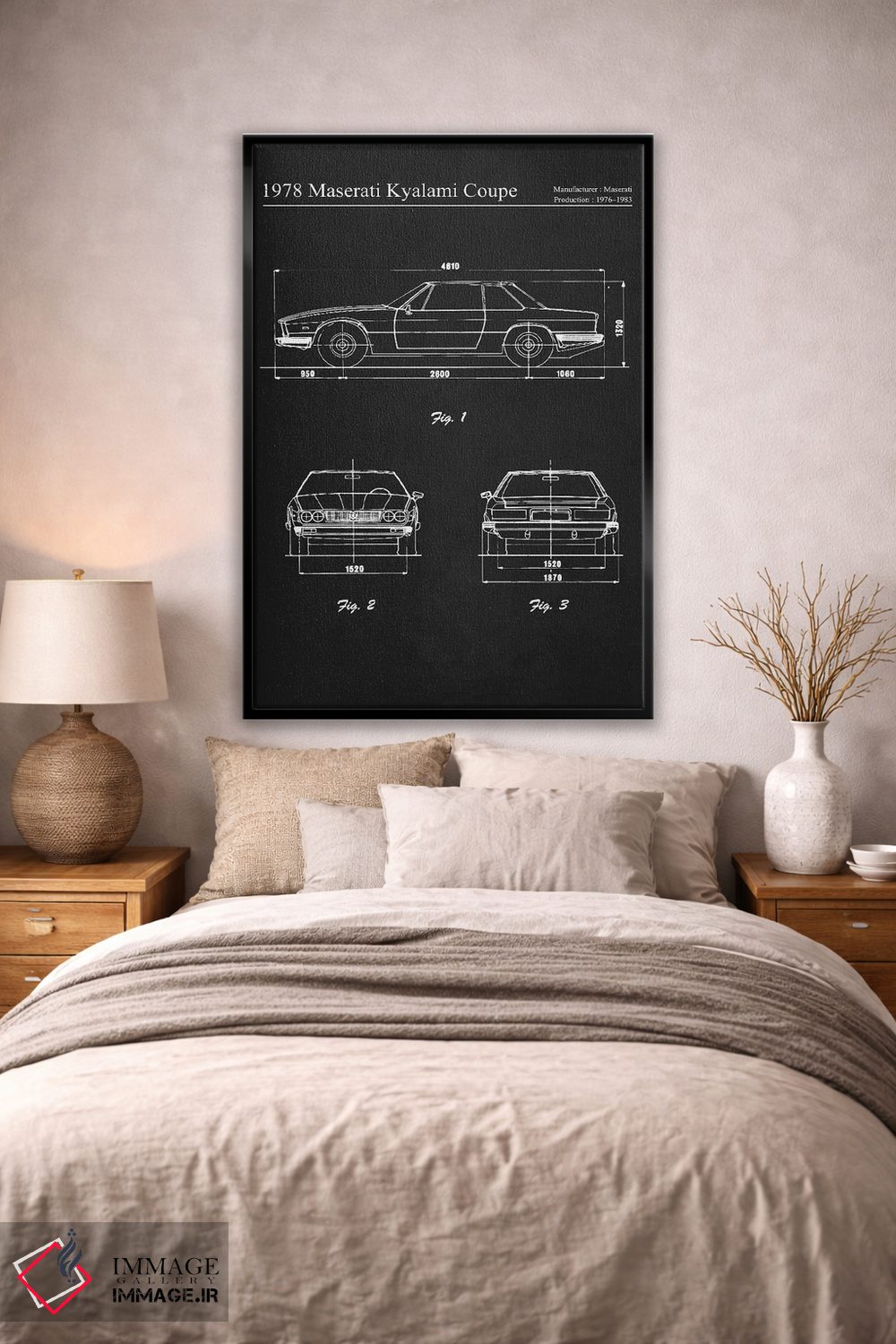 تابلو دکوراتیو مازراتی کیالامی کوپه مدل ۱۹۷۸ اثر جوزف فرناندو - D2B