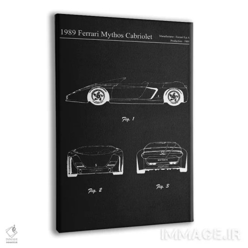 تابلو دکوراتیو فراری میتوس کابریولت مدل ۱۹۸۹ اثر جوزف فرناندو - نمای پرسپکتیو محصول