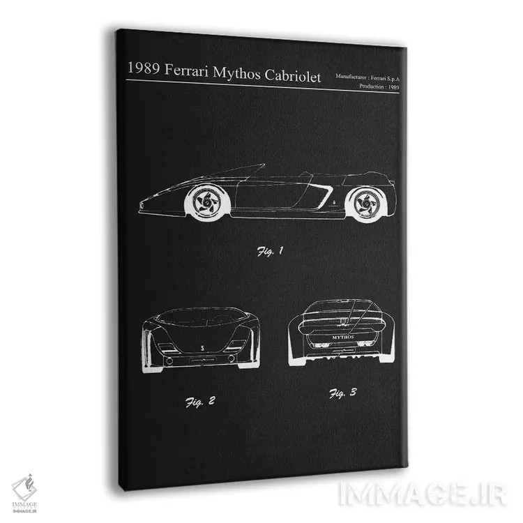 تابلو دکوراتیو فراری میتوس کابریولت مدل ۱۹۸۹ اثر جوزف فرناندو - نمای پرسپکتیو محصول