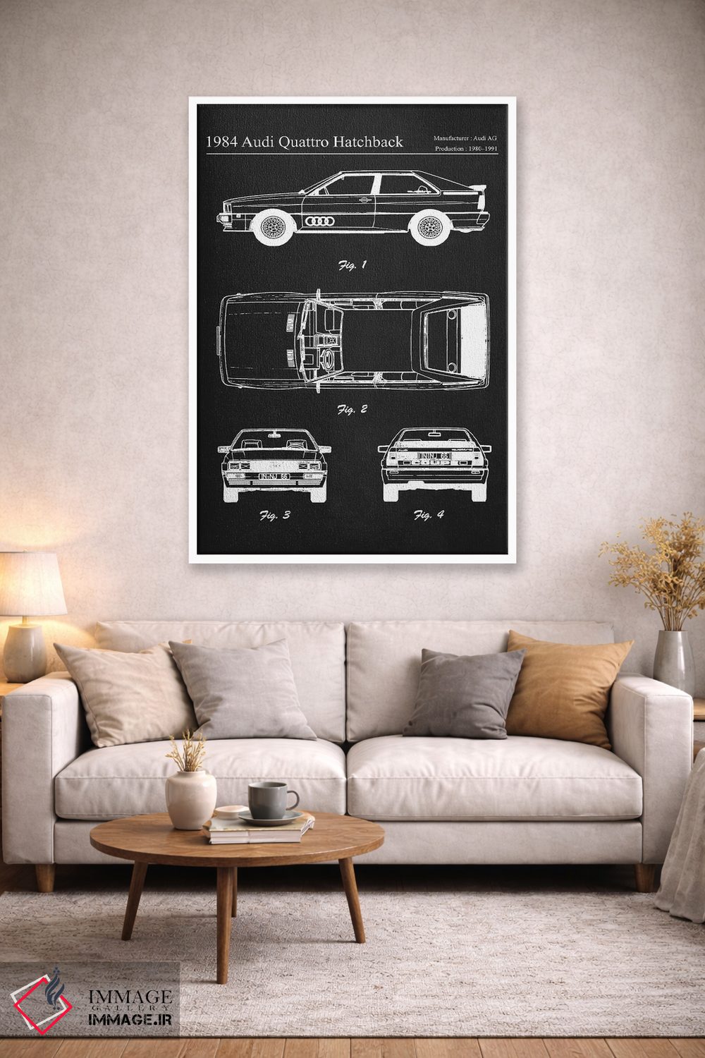 تابلو دکوراتیو آئودی کواترو هاچ بک مدل ۱۹۸۴ اثر جوزف فرناندو - D1W