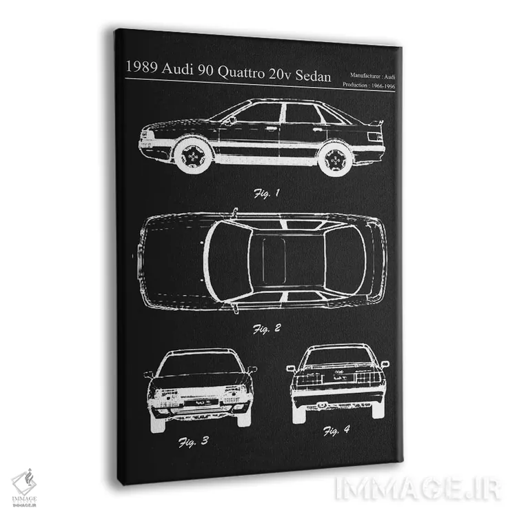 تابلو دکوراتیو آئودی ۹۰ کواترو ۲۰ ولت سدان مدل ۱۹۸۹ اثر جوزف فرناندو - نمای پرسپکتیو محصول