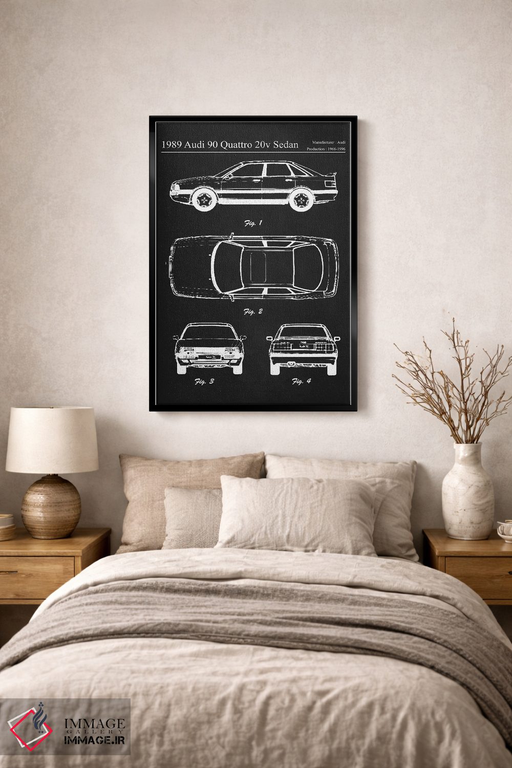 تابلو دکوراتیو آئودی ۹۰ کواترو ۲۰ ولت سدان مدل ۱۹۸۹ اثر جوزف فرناندو - D2B