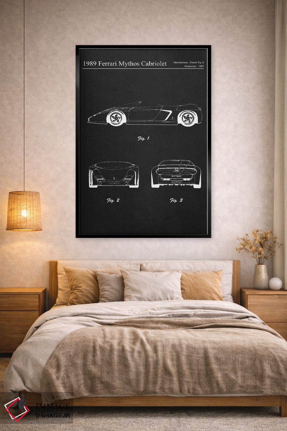 تابلو دکوراتیو فراری میتوس کابریولت مدل ۱۹۸۹ اثر جوزف فرناندو - D2B