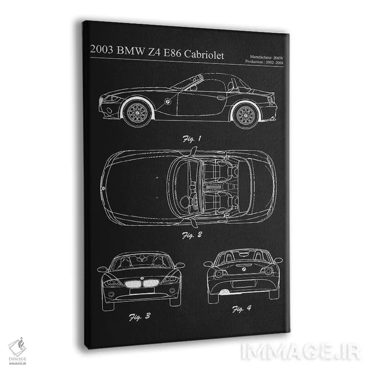 تابلو دکوراتیو بی ام و Z4 E86 کابریولت مدل ۲۰۰۳ اثر جوزف فرناندو - نمای پرسپکتیو محصول