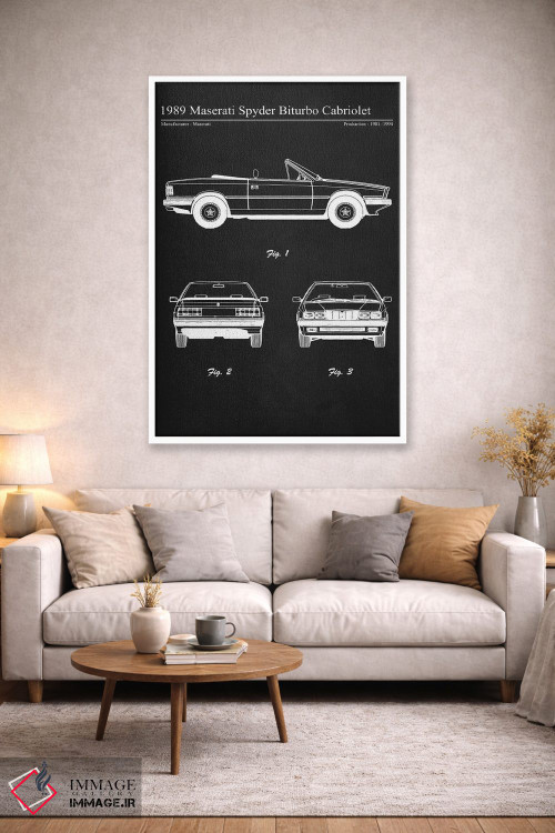 تابلو دکوراتیو مازراتی اسپایدر بیتوربو کابریولت مدل ۱۹۸۹ اثر جوزف فرناندو - D1W