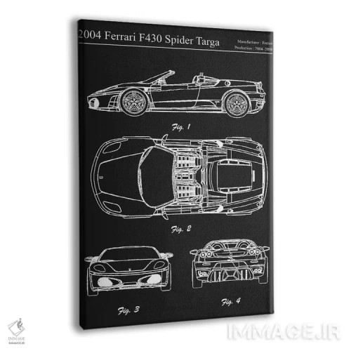 تابلو دکوراتیو فراری F430 اسپایدر تارگا مدل ۲۰۰۴ اثر جوزف فرناندو - نمای پرسپکتیو محصول