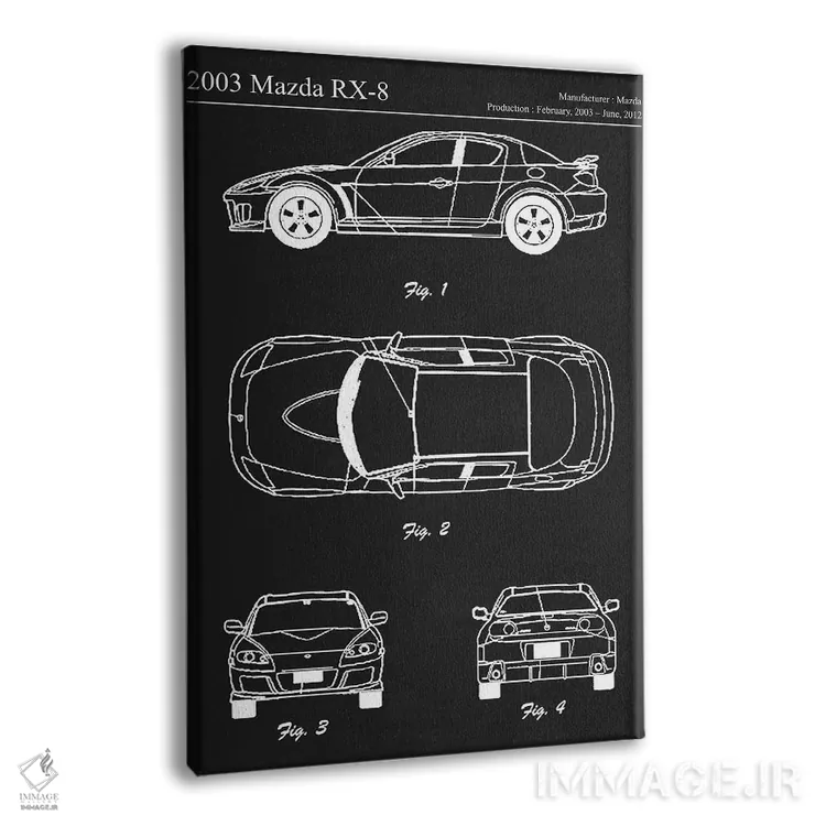 تابلو دکوراتیو مزدا آر اکس-۸ مزدااسپید مدل ۲۰۰۳ اثر جوزف فرناندو - نمای پرسپکتیو محصول
